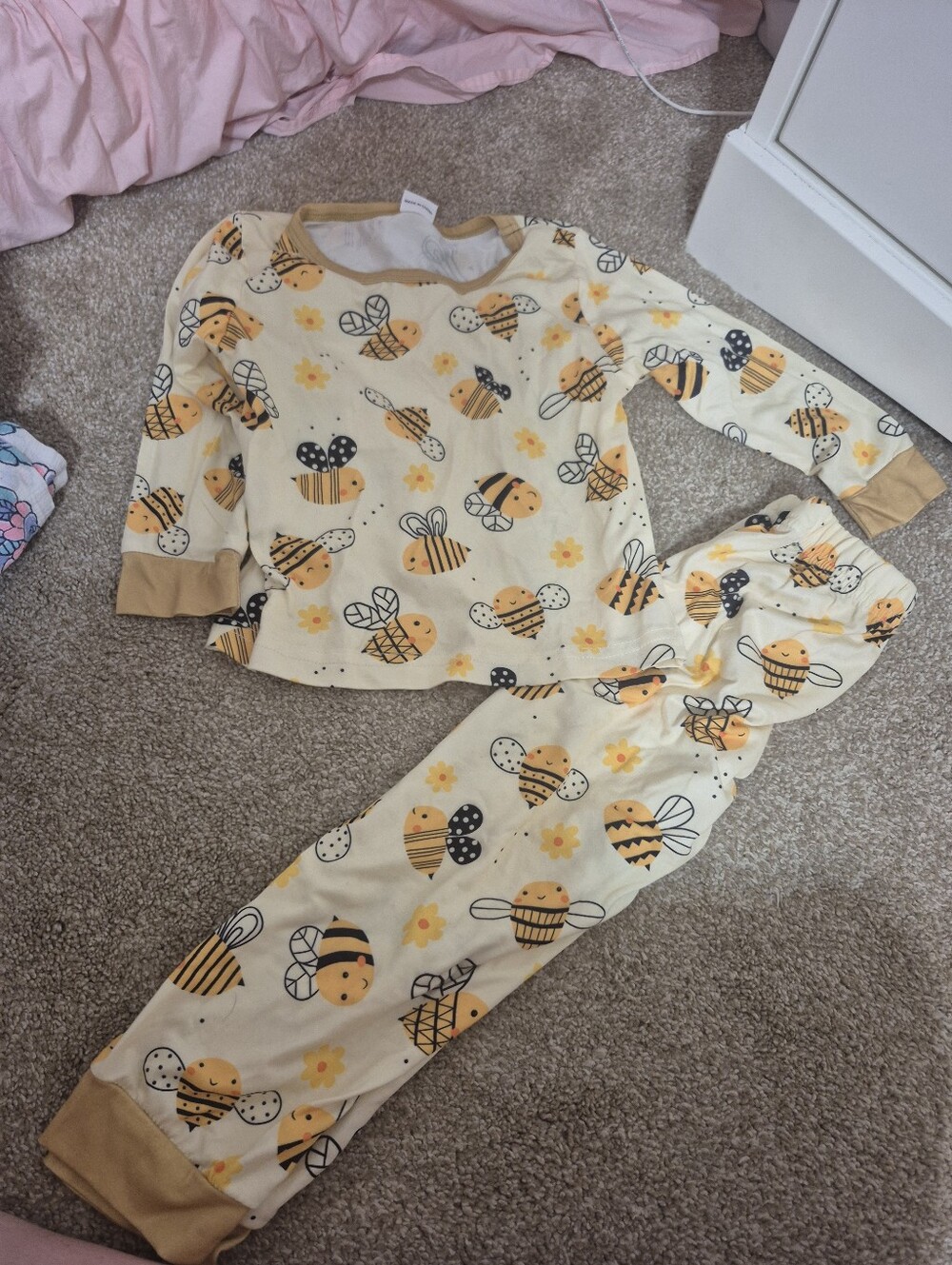 Kids Bee Print Pajama Set - Yellow